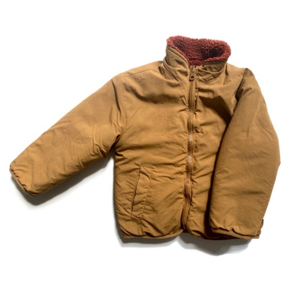 Zara Enjoy & Play Padded Fleece Light Brown Bomber Jacket - 2/3Y